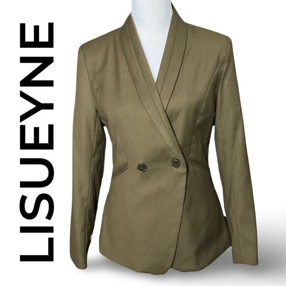 LISUEYNE Moss Green Blazer, 2 Button Closure, Faux Pockets, Size Small - Picture 1 of 8